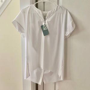 Lysee bright white button back tunic top small